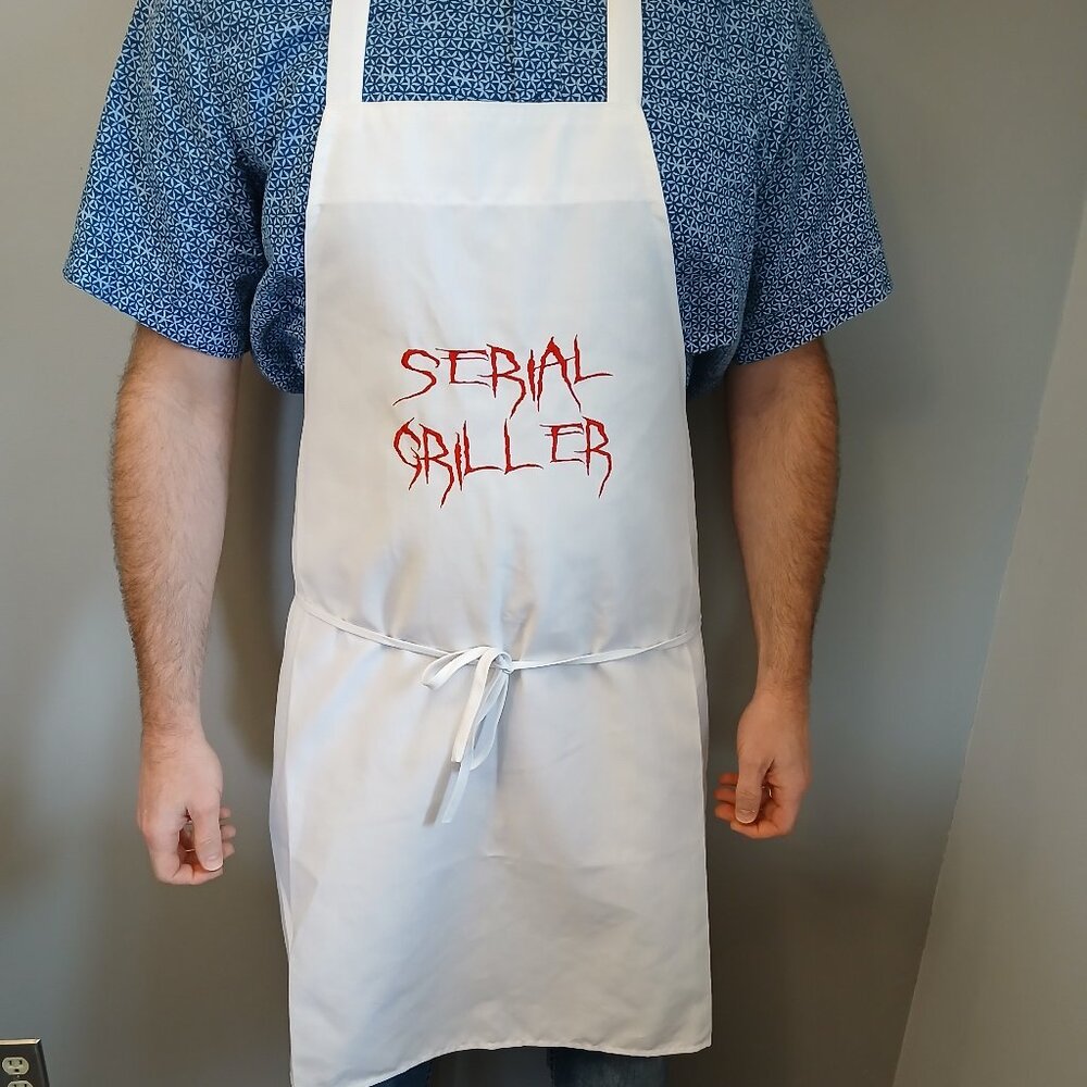 Embroidered serial griller humor apron